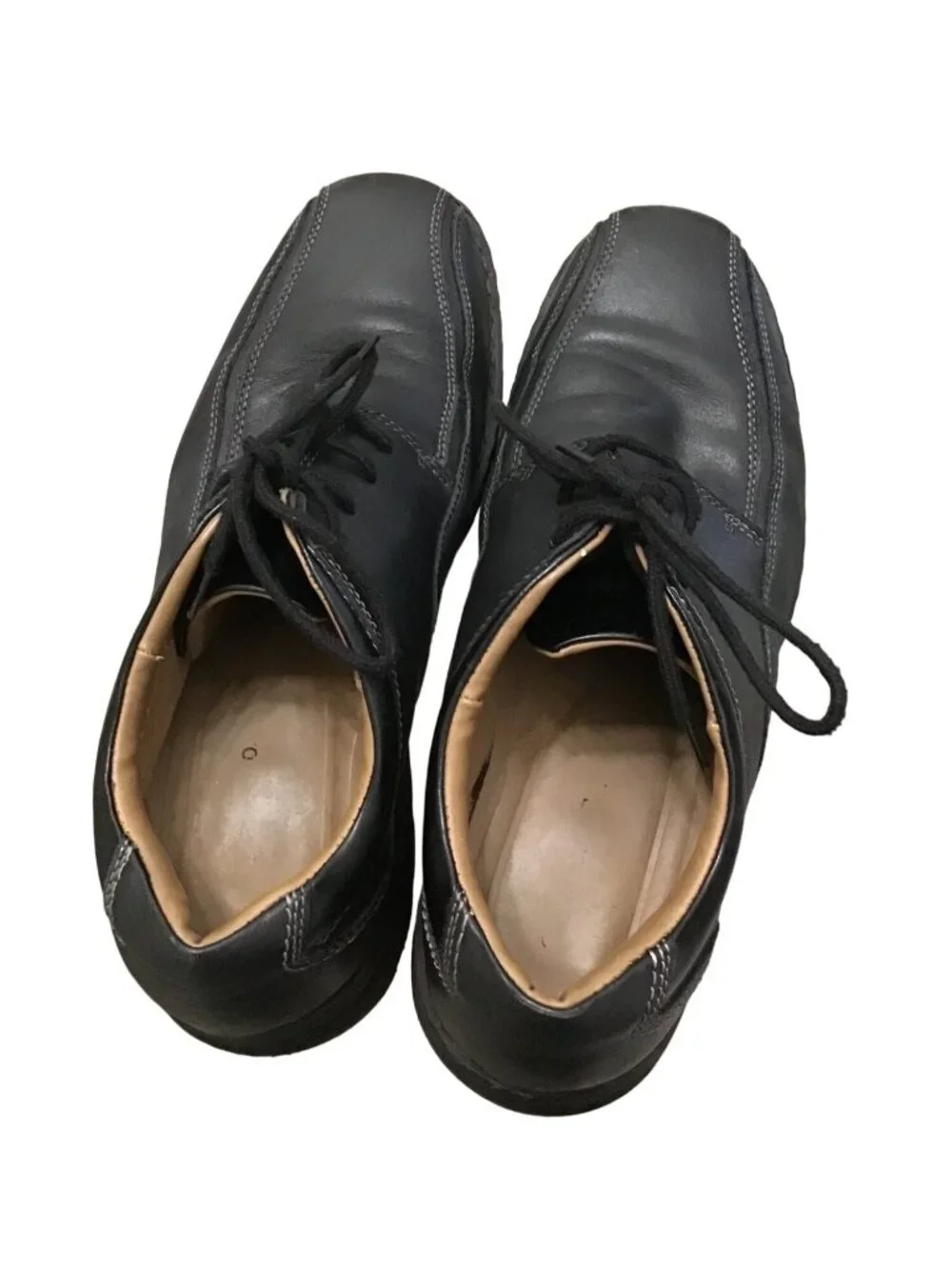 G.H. BASS & CO. -MENS BLACK OXFORDS LEATHER UPPERS LACE UPCASUAL DRESS SHOES SIZ